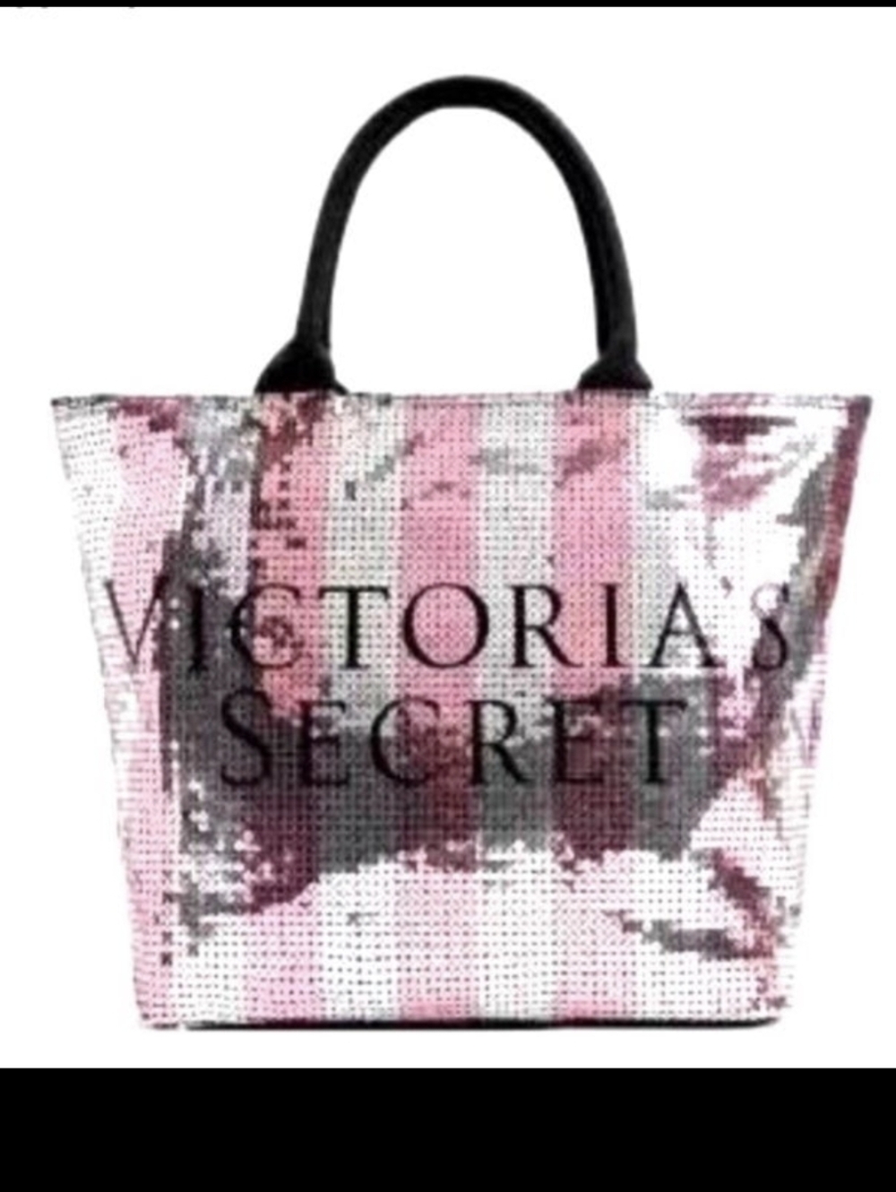 NWT Victoria's Secret Pink and Silver Sequin Weekender Tote Bag